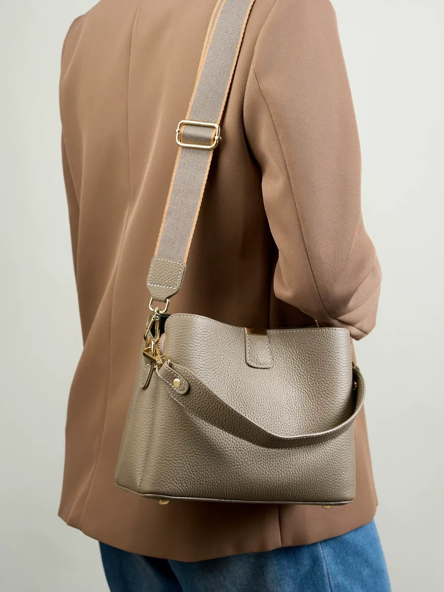 Women Genuine Leather Bucket Bag
