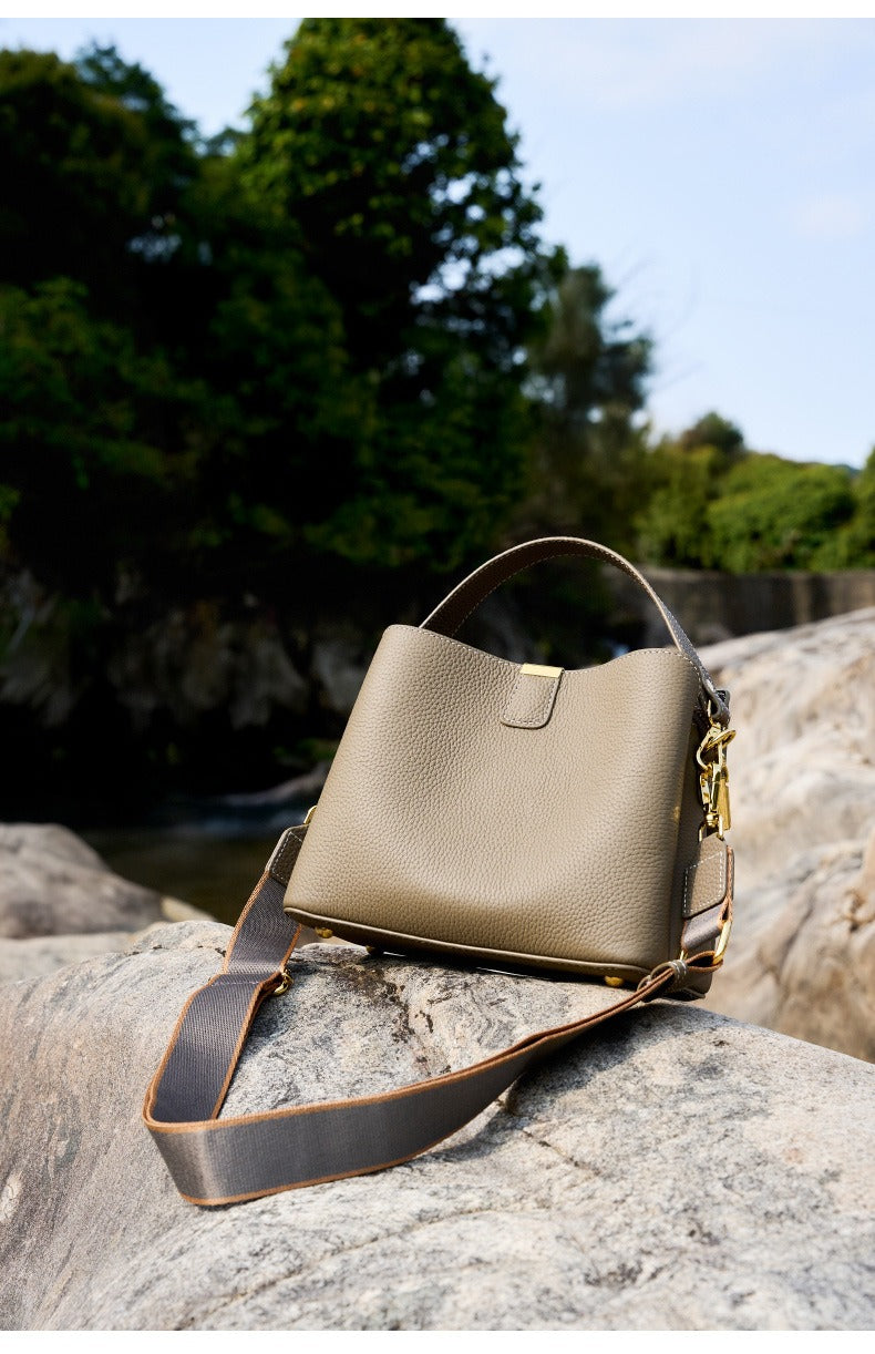 Women Genuine Leather Bucket Bag