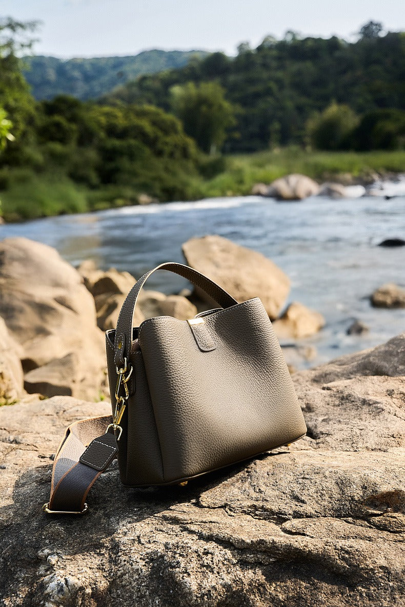 Women Genuine Leather Bucket Bag