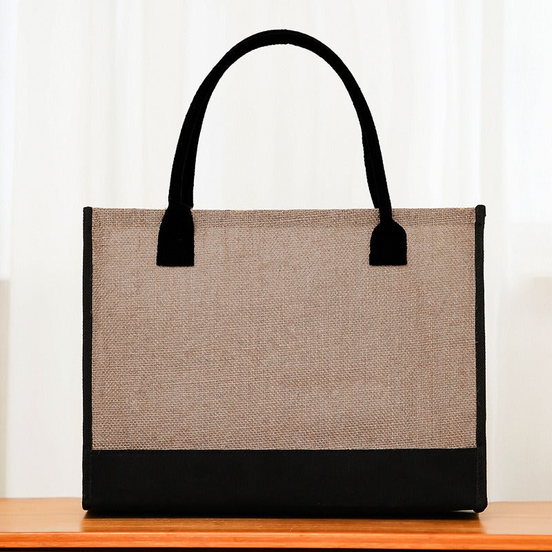 Rustic Elegance: Premium Soft-Touch Jute Tote with Cotton Handles