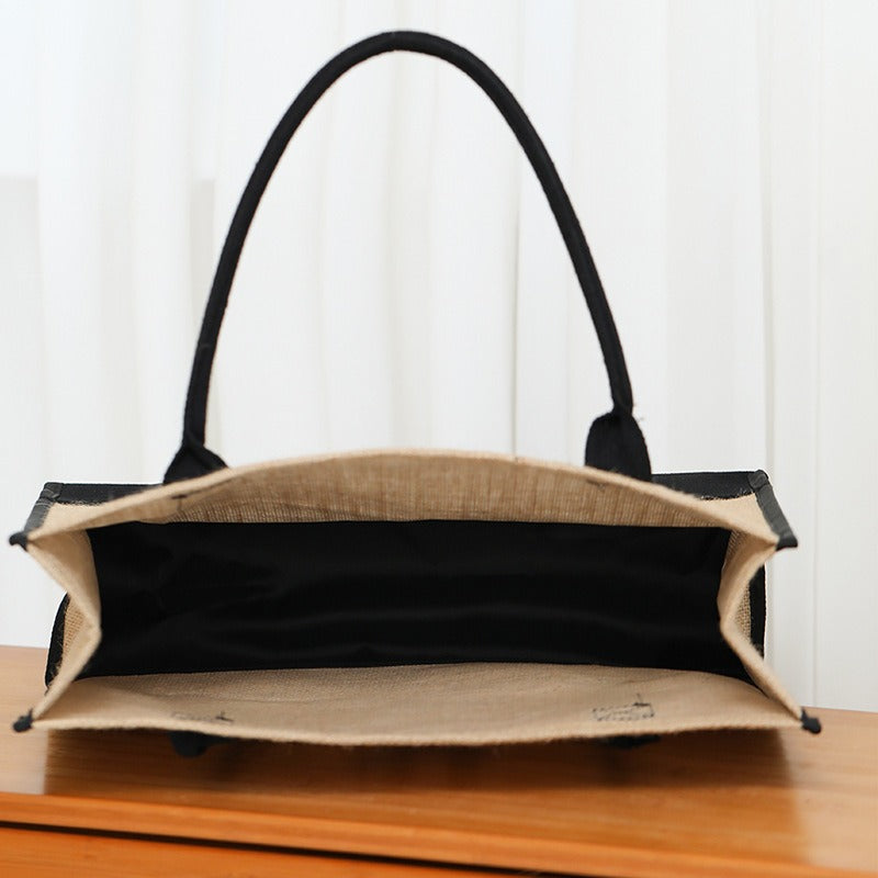 Rustic Elegance: Premium Soft-Touch Jute Tote with Cotton Handles
