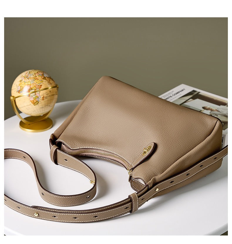 Elegant Genuine Leather Flap Bag