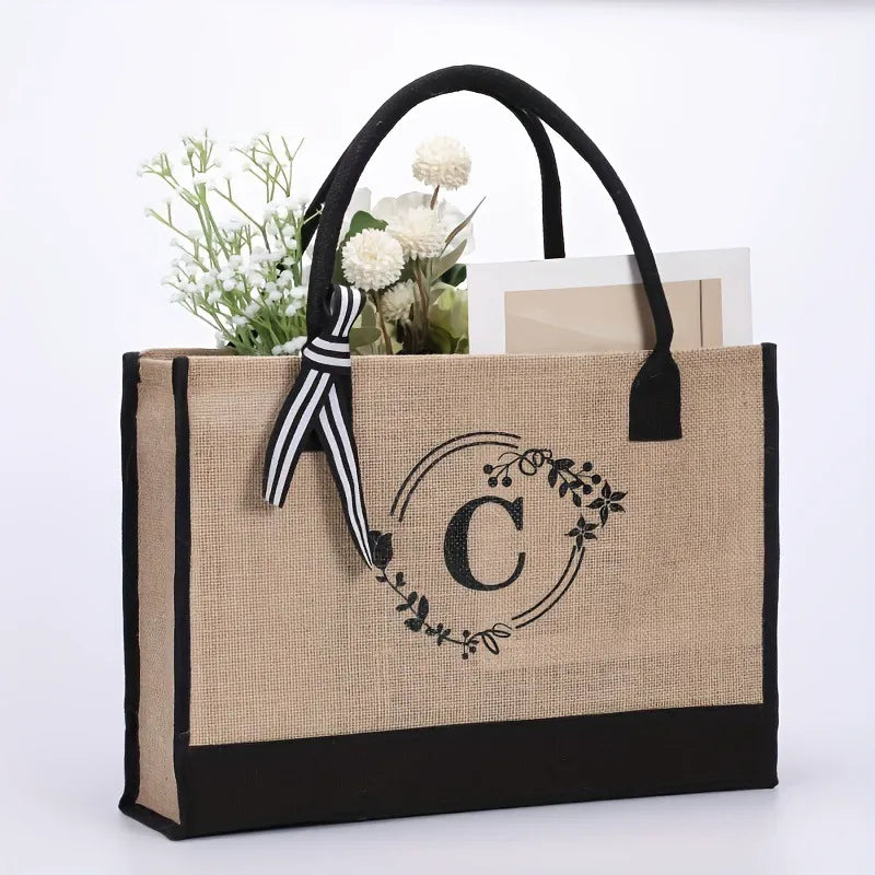 Rustic Elegance: Premium Soft-Touch Jute Tote with Cotton Handles