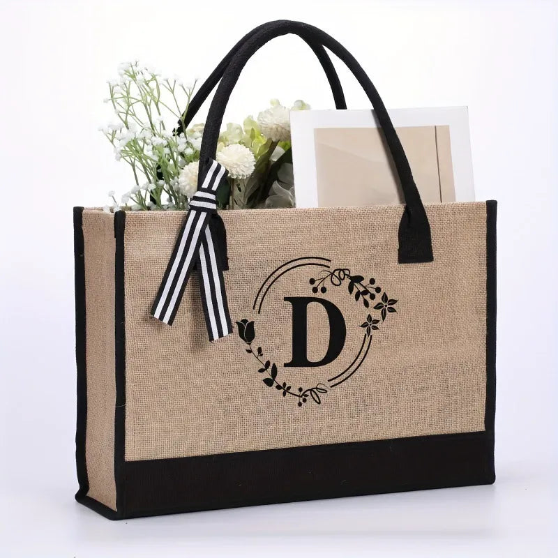 Rustic Elegance: Premium Soft-Touch Jute Tote with Cotton Handles