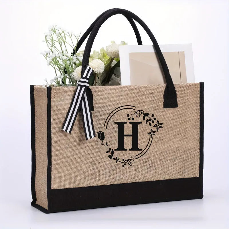 Rustic Elegance: Premium Soft-Touch Jute Tote with Cotton Handles